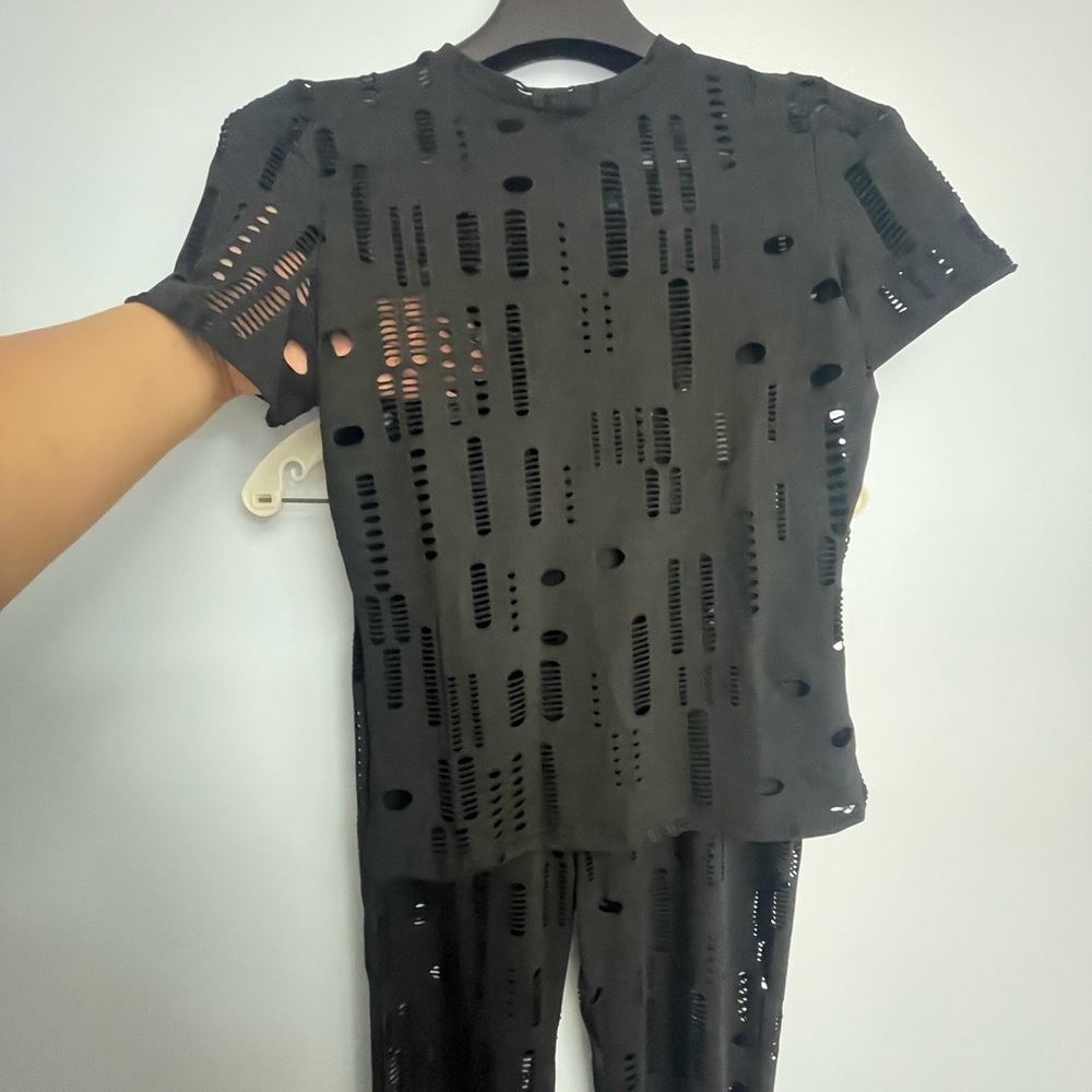 Black Cut-Out Leggings Set